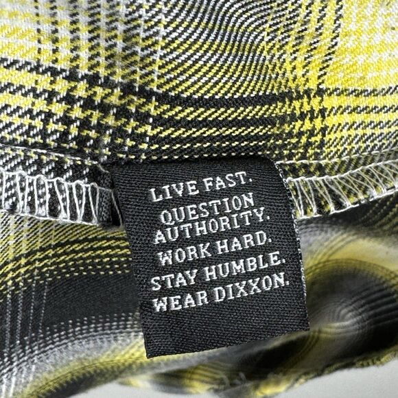 DIXXON Moon Eyes Flannel Men's 4XL Yellow Black Plaid Button Up Heavyweight - Picture 5 of 8